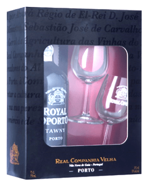 Real Companhia Velha Tawny - Royal Oporto giftbox with 2 glass Tawny Non millésime 75cl